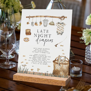 Señal Acrílica Reel Fun Fishing Late Night Diapers Rústico Rótulo