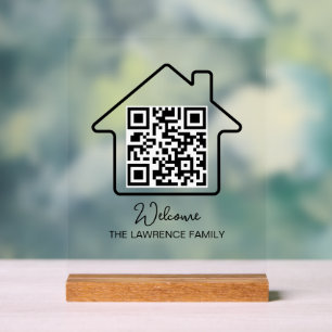 Señal Acrílica Regalo de calentamiento de la casa   Código QR WiF