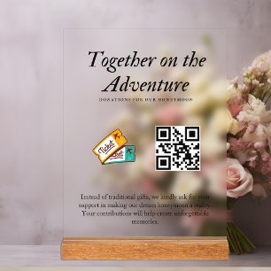 Señal Acrílica Regalo de código Qr del boda Registry Honeymoon Fu