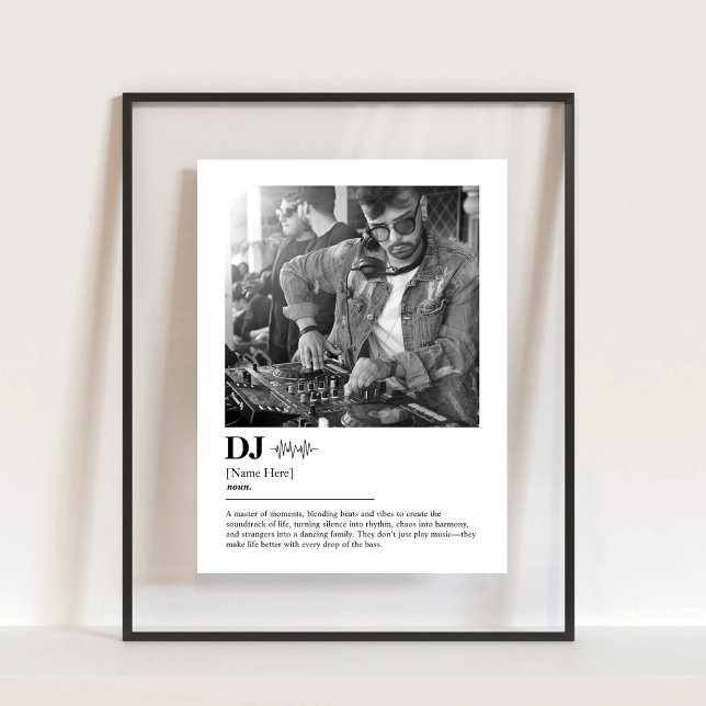 Señal Acrílica Regalo de fotografía de definición de diccionario  (Personalized DJ Dictionary Definition Photo Gift Acrylic Sign)