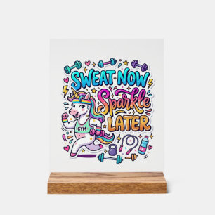 Señal Acrílica Regalo de Sudor de Unicornio Ahora Brilla Más Tard