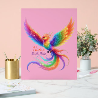 Señal Acrílica Regalo Personalizado de Fénix de Arcoíris con Nomb