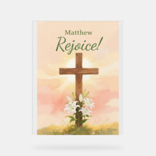 Señal Acrílica Regalo personalizado de Pascua cristiana: Alégrate