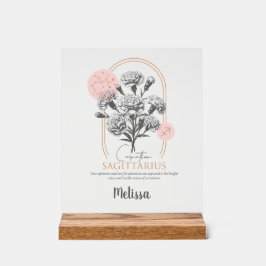 Señal Acrílica Regalo Sagittarius personalizado de flor de nacimi