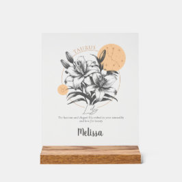 Señal Acrílica Regalo Taurus Personalizado de Flor de Nacimiento
