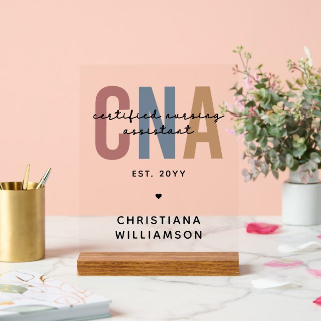 Señal Acrílica Regalos de Auxiliar de Enfermería Certificados por (Boda)