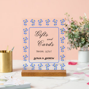 Señal Acrílica Regalos de boda y tarjetas Bluebells