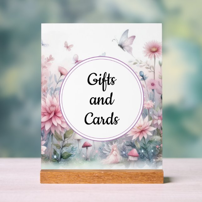 Señal Acrílica Regalos de huertos de hadas y tarjetas (Neutral )