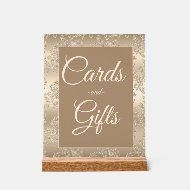 Señal Acrílica Regalos Elegantes Tarjetas Vintage Bridal Shower (Anverso)
