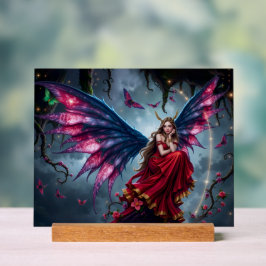 Señal Acrílica Reina Hada de Fantasía Oscura con Alas de Mariposa