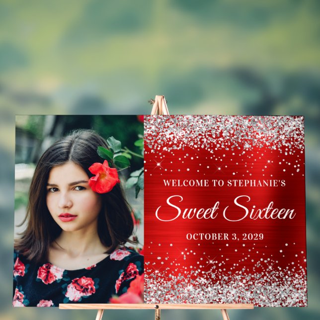 Señal Acrílica Relieve metalizado Rojo Purpurina Plateado Dulce B (Neutral )