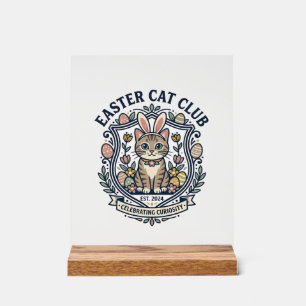Señal Acrílica Remera gráfica de gato de Pascua - Easter Cat Club