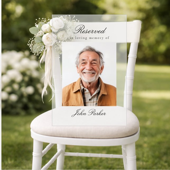 Señal Acrílica Reserved Seat - Memorial Wedding Photo (Reserved Seat - Memorial Wedding Photo Acrylic Sign)