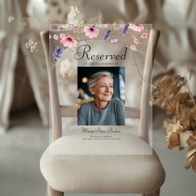 Señal Acrílica Reserved Seat - Photo Memorial Wedding  (Reserved Seat - Photo Memorial Wedding Acrylic Sign)
