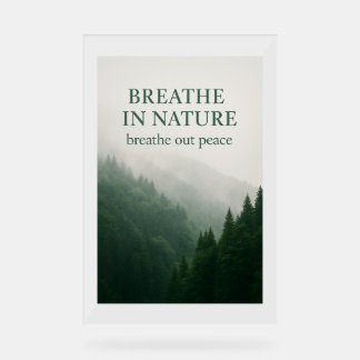 Señal Acrílica Respirar en la Naturaleza Poster Forestal Motivaci