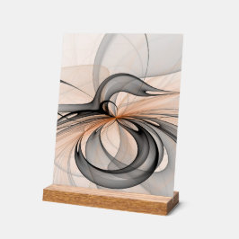 Señal Acrílica Resumen Antracita Grey Siena Arte Fractal Moderno