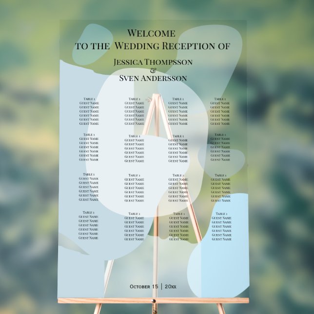 Señal Acrílica Resumen moderno Boda artístico Minimalista azul (Neutral )