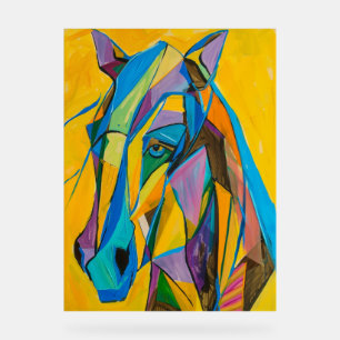 Señal Acrílica Retrato de caballo geométrico abstracto vibrante
