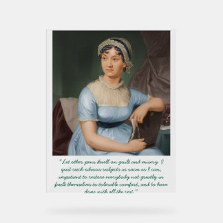 Señal Acrílica retrato de Jane Austen + cita (Azul)