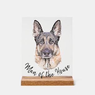 Señal Acrílica Retrato de un perro pastor alemán dibujado