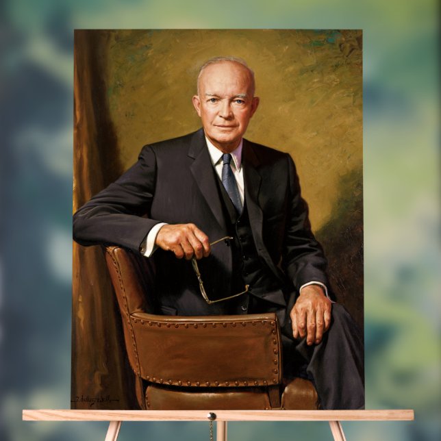 Señal Acrílica Retrato del presidente Dwight Eisenhower en la Cas (Neutral )