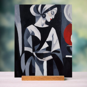 Señal Acrílica Retrato místico monocromo de mujer Bloque de acríl