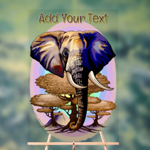 Señal Acrílica Retrato surrealista de elefante africano