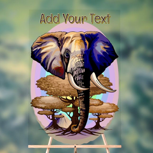 Señal Acrílica Retrato surrealista de elefante africano (Neutral )