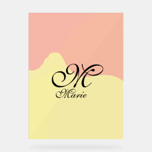 Señal Acrílica Retro de color amarillo naranja añadir su monogram