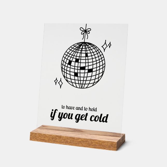 Señal Acrílica Retro Disco Ball Blanket Favor Boda (Ángulo)