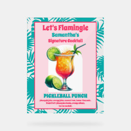 Señal Acrílica Retro Flamingo Pickleball Bridal Shower Coctel