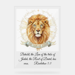 Señal Acrílica Revelación 5:5 León de Judá Acuarela Bíblica