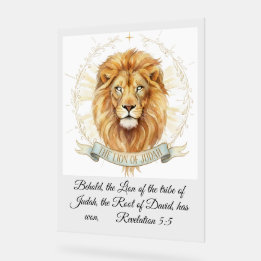 Señal Acrílica Revelación 5:5 León de Judá Acuarela Bíblica