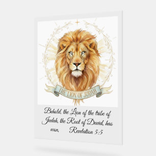 Señal Acrílica Revelación 5:5 León de Judá Acuarela Bíblica