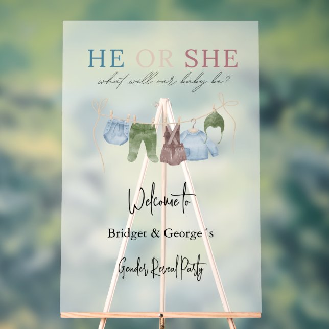 Señal Acrílica revelación de género de bebé de bienvenida fiesta  (Neutral )