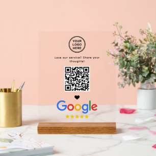 Señal Acrílica Revisión de Google con código QR Minimalista moder