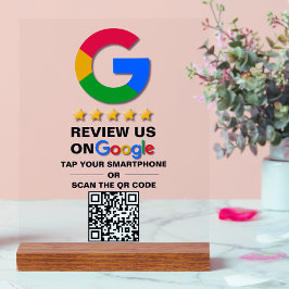Señal Acrílica Revisión de Google de código Qr simple Personaliza