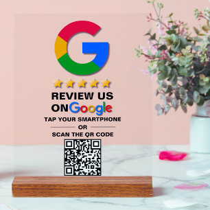 Señal Acrílica Revisión de Google de código Qr simple Personaliza