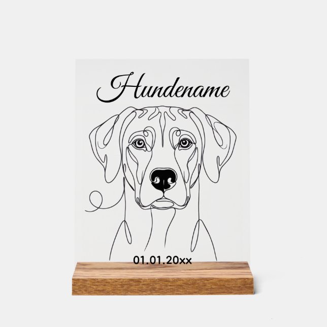 Señal Acrílica Ridgeback Dog Portrait Personalized Acrylic Print (Anverso)
