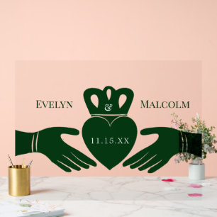 Señal Acrílica Ring de Claddagh irlandés Sencillo gráfico Verde