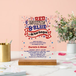 Señal Acrílica Rojo Blanco y Azul hago Barbacoa Pareja Despedida 