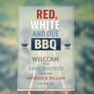 Señal Acrílica Rojo Blanco y Debes BBQ Bienvenida a la Fiesta de
