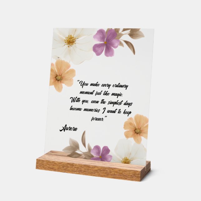 Señal Acrílica Romance Floral Elegante (Ángulo)