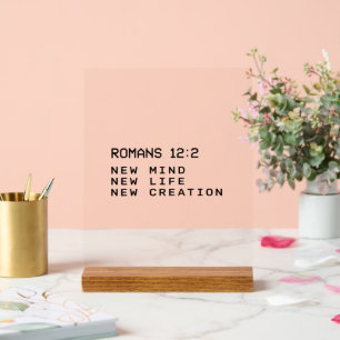 Señal Acrílica Romanos 12:2 Nueva Mente Vida Creación Minimalista