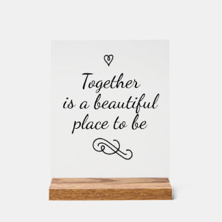Señal Acrílica Romantic Love Calligraphy Togetherness Wedding