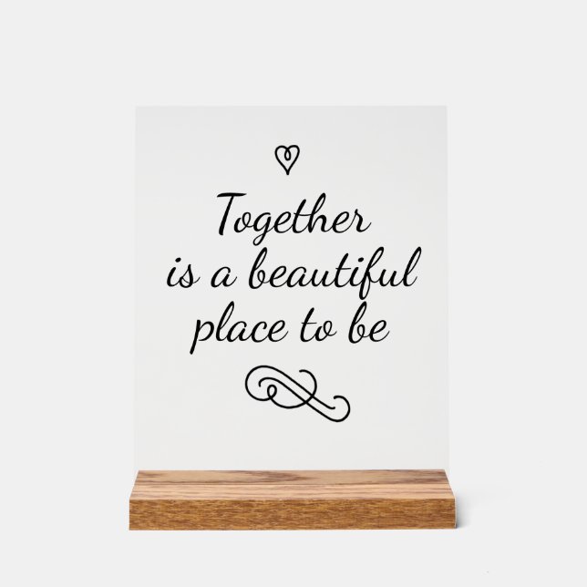 Señal Acrílica Romantic Love Calligraphy Togetherness Wedding (Anverso)