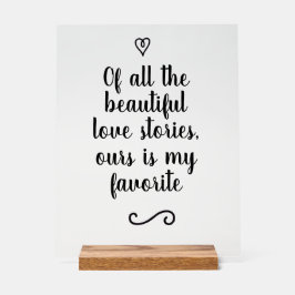 Señal Acrílica Romantic Love Story Calligraphy Wedding