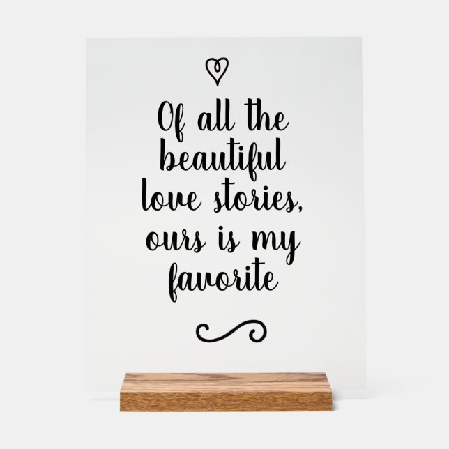 Señal Acrílica Romantic Love Story Calligraphy Wedding (Anverso)