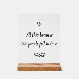 Señal Acrílica Romantic Love Story Wedding Calligraphy Keepsake