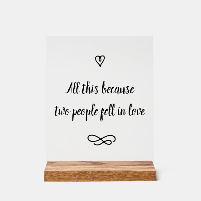 Señal Acrílica Romantic Love Story Wedding Calligraphy Keepsake (Anverso)